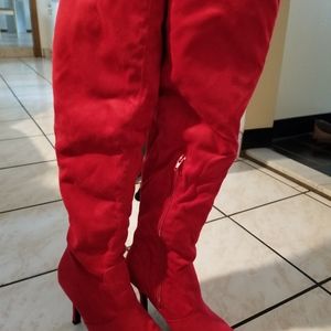 Tall Red Suede Boot like new only worn twice